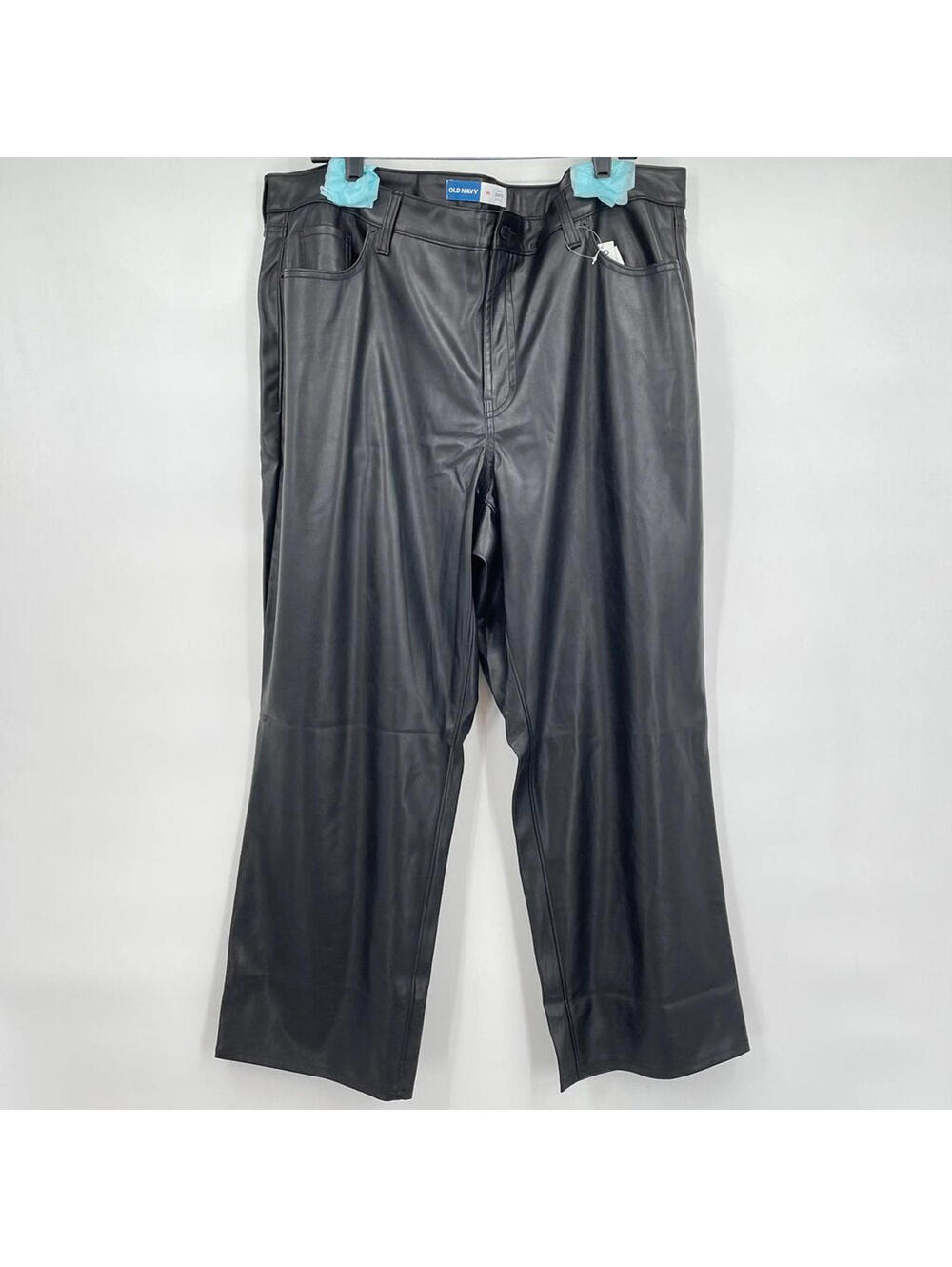 Women's Old Navy NWT High Rise Boot Cut Vegan Leather Black Pants 20